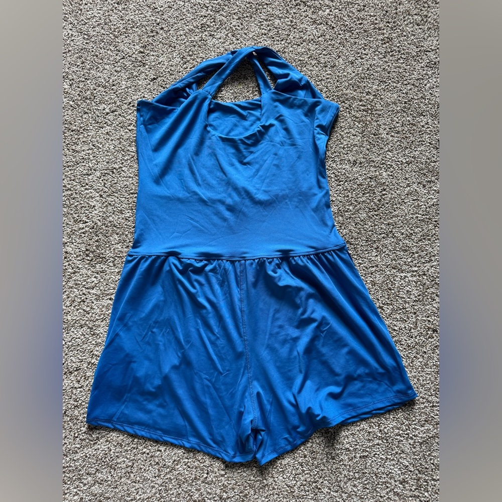 Women's Blue Athletic Romper - Picture 3 of 6